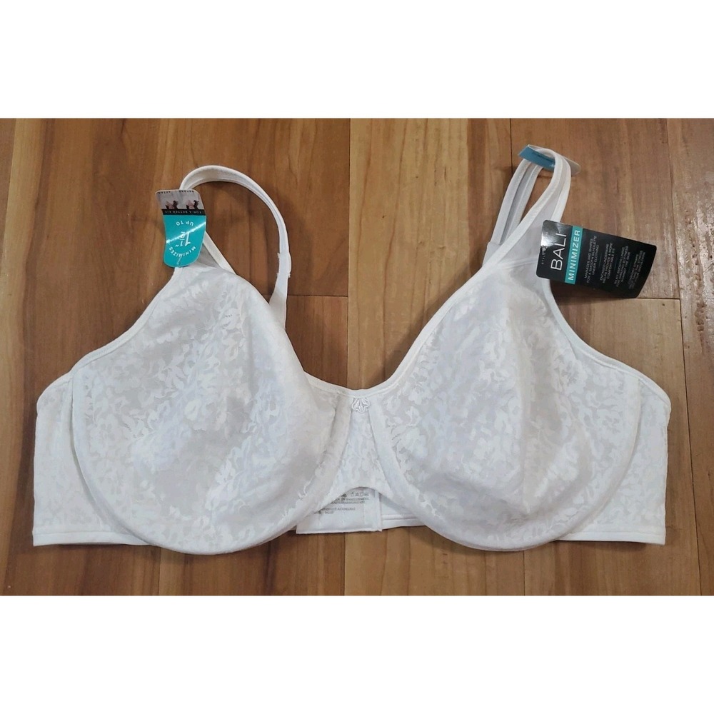 Bali Minimizer Bra 44C White Underwire Full Coverage Comfort Smooth NEW